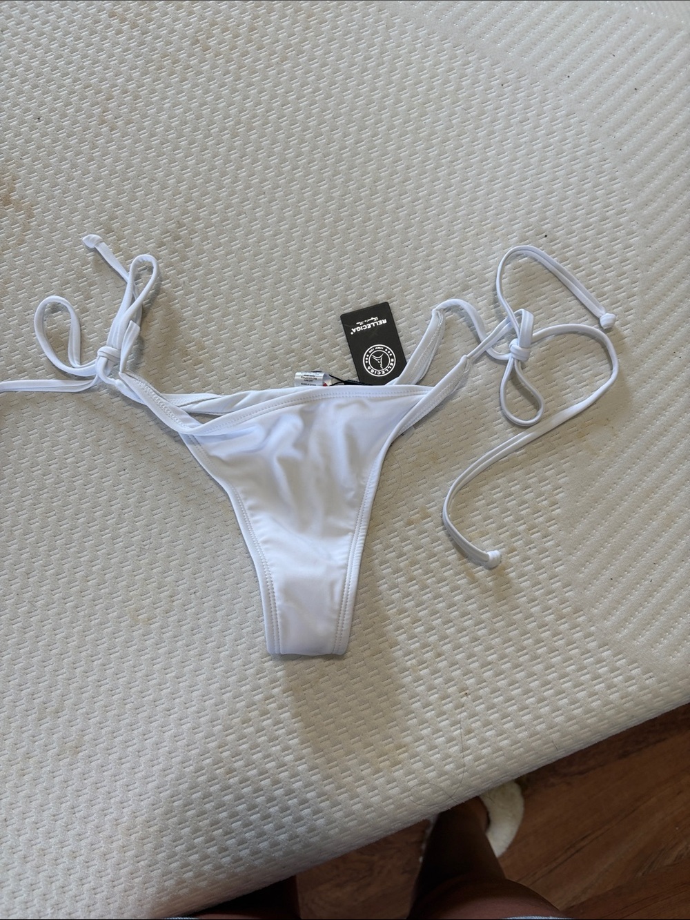 RELLECIGA White Tie-Side Bikini Bottom